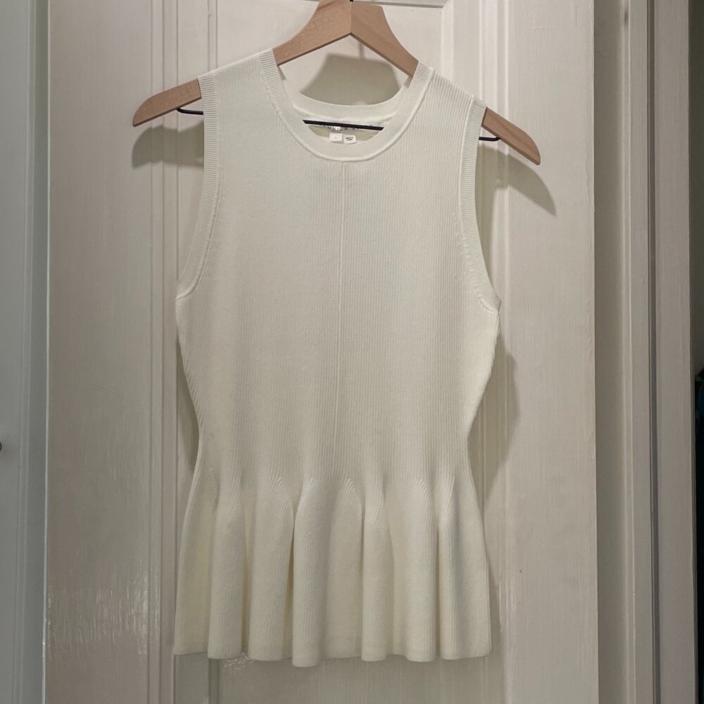 NEW WITH TAGS Veronica Beard Sleeveless Ribbed Sweater Peplum Top (Size L)